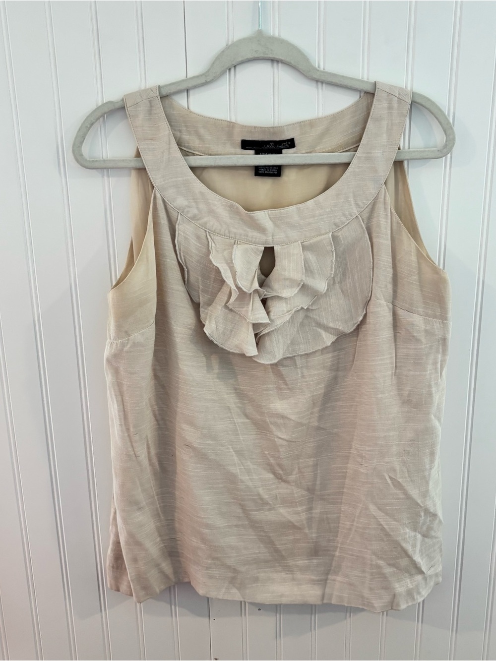 Willi Smith Cream Ruffle-Front Sleeveless Camisole